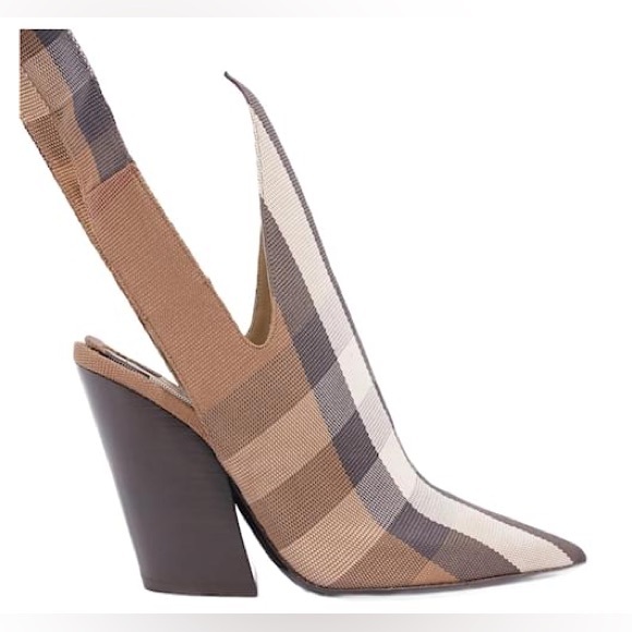 Burberry Women’s  Heeled Boots Amy Vintage Check Slingback Pumps Size 40.5 $960 - Picture 4 of 16